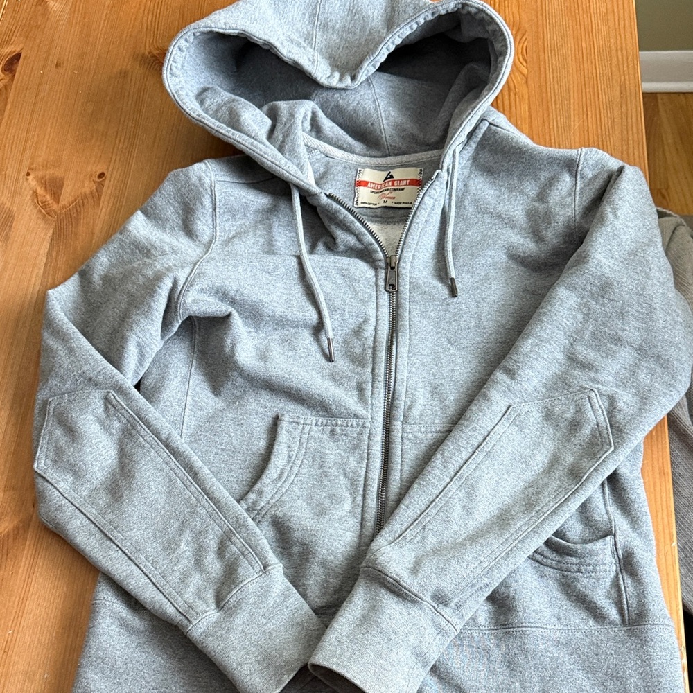American Giant Gray Zip-Up Hoodie